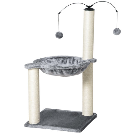 Cat tree with hammock and toy - Grey, 39.5x83 cm