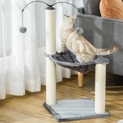 Cat tree with hammock and toy - Grey, 39.5x83 cm