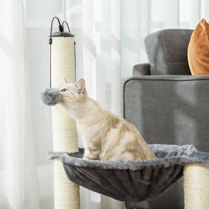 Cat tree with hammock and toy - Grey, 39.5x83 cm