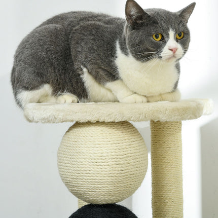 Cat scratching post with platform, sisal posts and balls, 38x38x64cm
