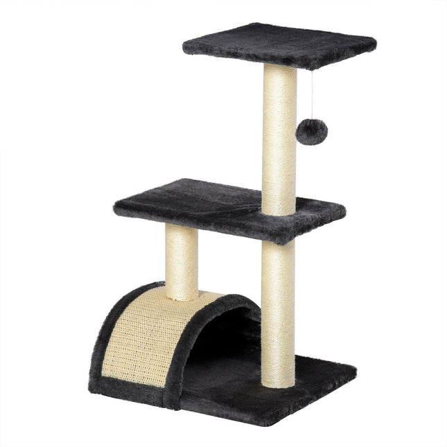 Cat scratching post, dark gray sisal plush, 40x35x72 cm