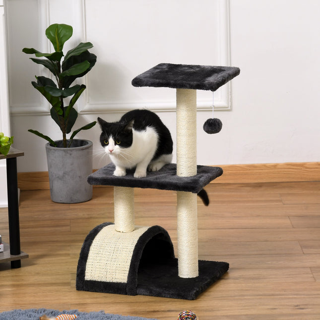 Cat scratching post, dark gray sisal plush, 40x35x72 cm