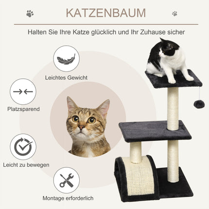 Cat scratching post, dark gray sisal plush, 40x35x72 cm