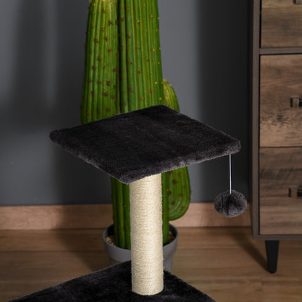 Cat scratching post, dark gray sisal plush, 40x35x72 cm