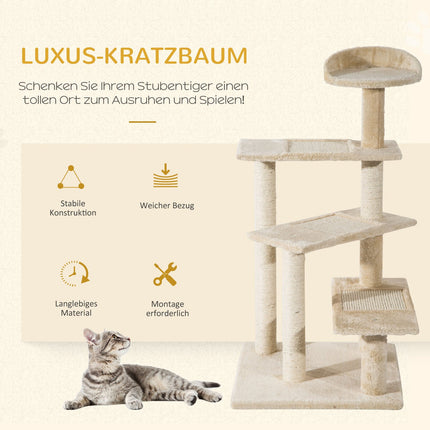 Cat scratching post, sisal columns, beige, 50x50x100 cm