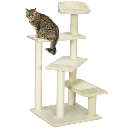 Cat scratching post, sisal columns, beige, 50x50x100 cm