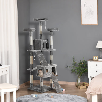 Multi-level cat climbing tree, XXL grey, 50x50x170 cm