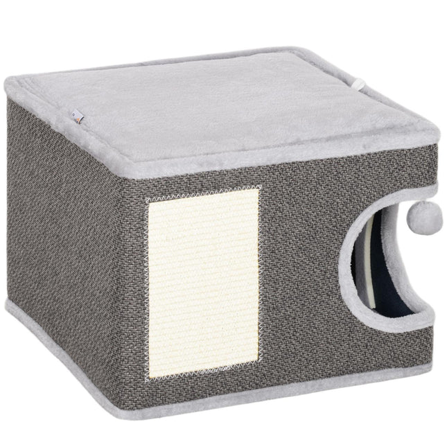 Cat tower with cave, sisal pole & play ball, 35 cm