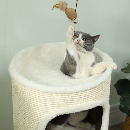 Three-Tier Cat Tree with Sisal Post, Cream White, 80 cm