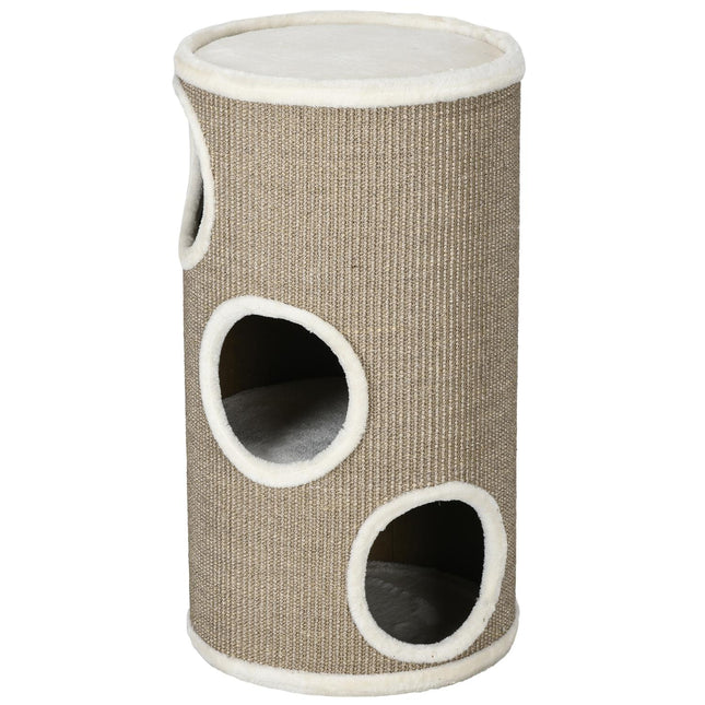 Cat Scratching Tower, 3 levels, sisal and plush, 70 cm