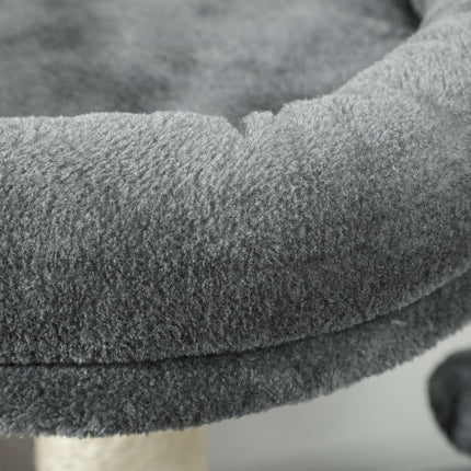 Cat tree with cave, bed and ball - 111 cm, grey, for cats up to 5 kg