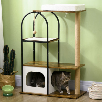 Cat tree 118.5 cm with cave, bed & scratching mat