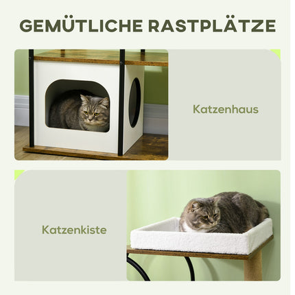 Cat tree 118.5 cm with cave, bed & scratching mat