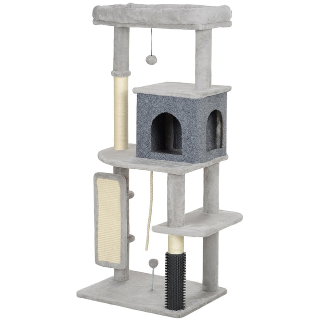 Cat tree with cave, sisal poles & play ball, 132 cm