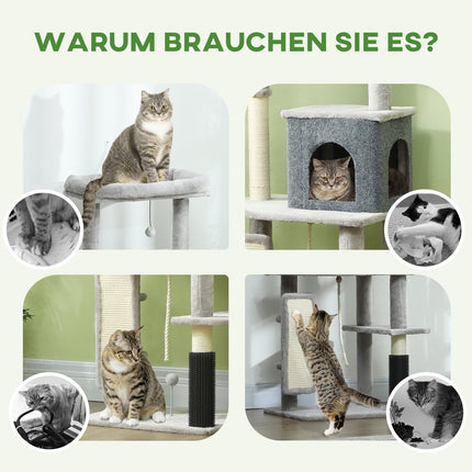 Cat tree with cave, sisal poles & play ball, 132 cm