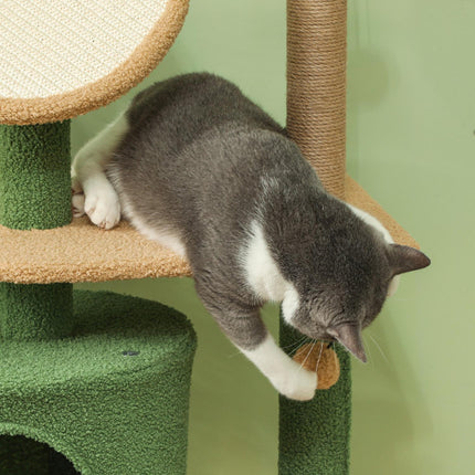 Cat tree scratching post 139 cm with cave, play ball, green