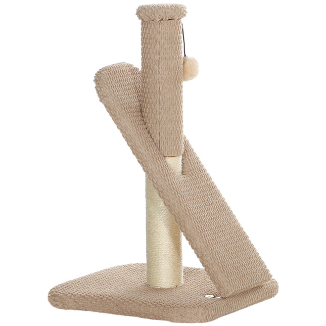 Cat scratching post, 54 cm sisal, cream white with play ball