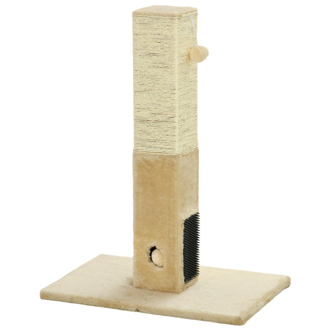 Beige cat scratching post, jute material, with play ball