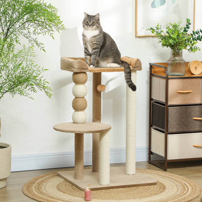 Cat tree with bed, platform and jute posts for 7 kg cats