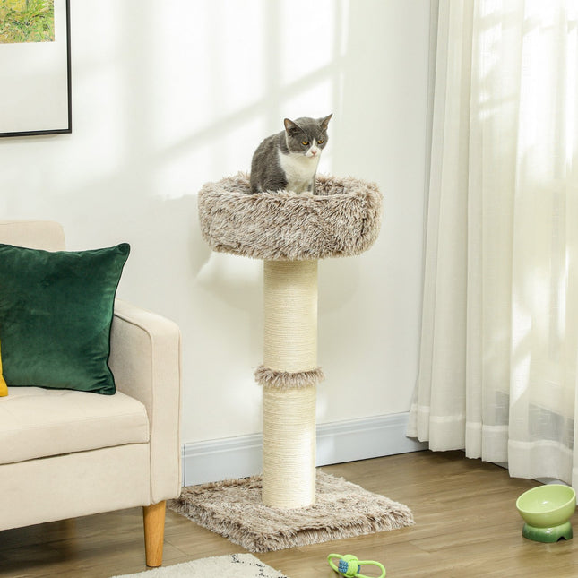 Cat tree with bed - 87 cm high, sisal, for cats up to 6 kg