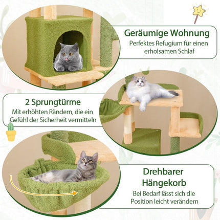 Scratching post cactus 160cm cat tree with cat cave cat scratching post play tree wood