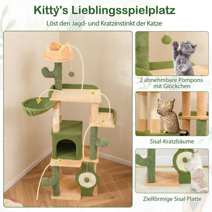 Scratching post cactus 160cm cat tree with cat cave cat scratching post play tree wood