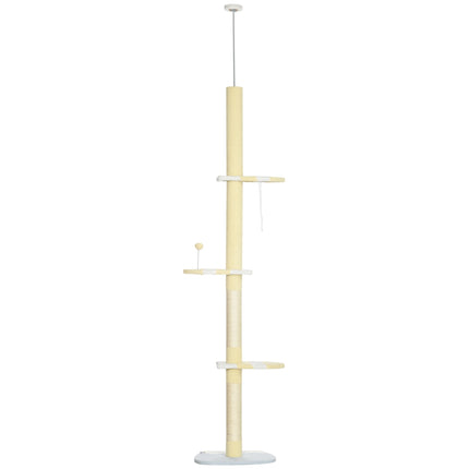 Adjustable cat scratching post with play ball, 220-260 cm