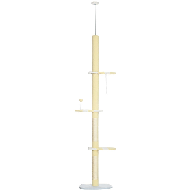 Adjustable cat scratching post with play ball, 220-260 cm