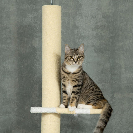 Adjustable cat scratching post with play ball, 220-260 cm