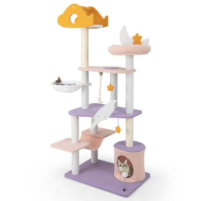 Scratching post cat tree with cat cave cute cat scratching post 68 x 48 x 167 cm