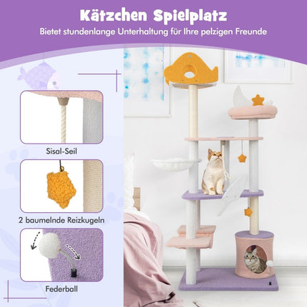 Scratching post cat tree with cat cave cute cat scratching post 68 x 48 x 167 cm