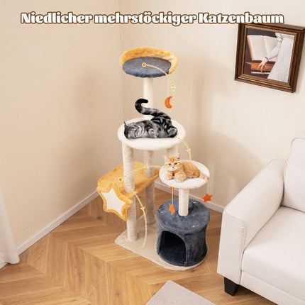 Scratching post cat tree with cat cave & plush seat & toys & toys & platforms 60 x 41 x 128 cm