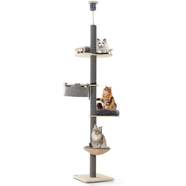Scratching post ceiling high 236-271 cm from floor to ceiling cat furniture wood gray