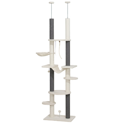 Cat tree with high ceiling, 225-255 cm, with hammocks and baskets