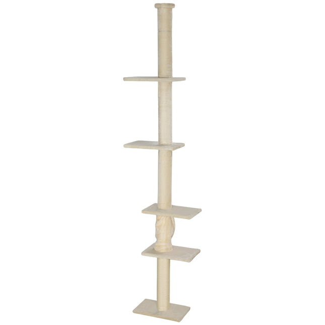 Cat tree with high ceiling with platforms, 225-275 cm, cream