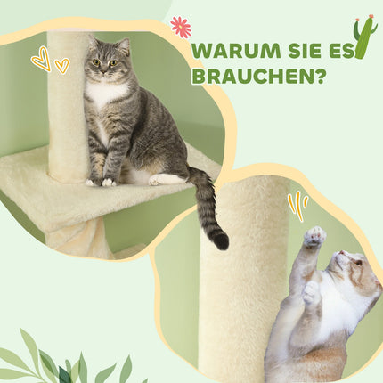 Cat tree with high ceiling with platforms, 225-275 cm, cream