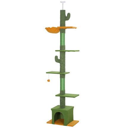 Cat tree 230-275 cm with cave and play ball - Green