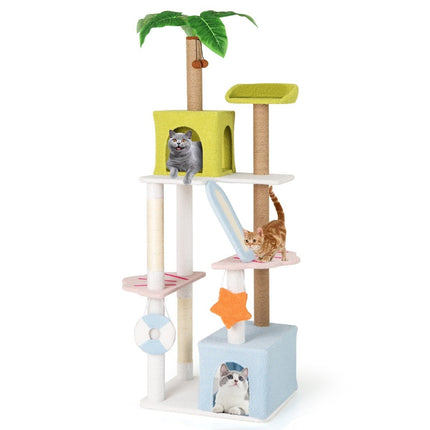 Scratching post in beach design with 2 cat houses & viewing platform cat tower cat tree