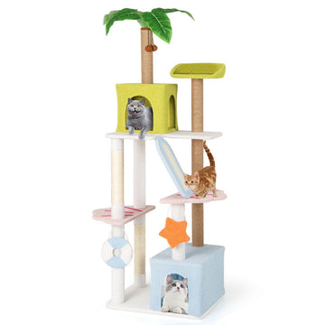 Scratching post in beach design with 2 cat houses & viewing platform cat tower cat tree
