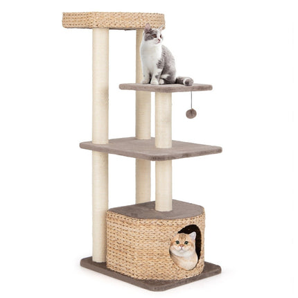 Scratching post with cat cave & platforms & ball & perch & cushion cat tree climbing tree