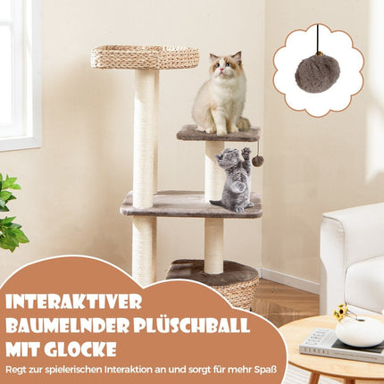 Scratching post with cat cave & platforms & ball & perch & cushion cat tree climbing tree