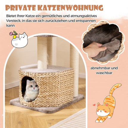 Scratching post with cat cave & platforms & ball & perch & cushion cat tree climbing tree