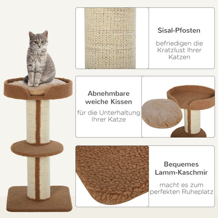 Cat scratching tree with removable cushions, sisal, 45x45x91cm