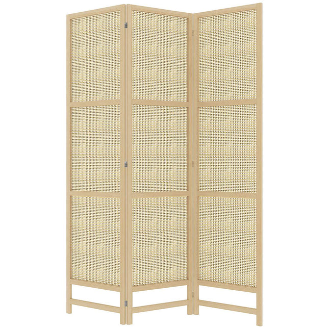 Foldable 3-panel rattan room divider - 135x180 cm Privacy screen