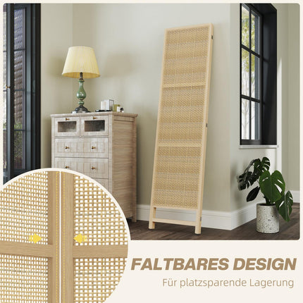 Foldable 3-panel rattan room divider - 135x180 cm Privacy screen