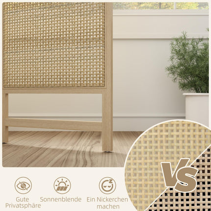 Foldable 3-panel rattan room divider - 135x180 cm Privacy screen