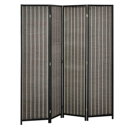 4-delig 180 x 180 cm ruimteverdeler van bamboe opvouwbaar privacyscherm scheidingswand voor woonkamer bruin Aosoom