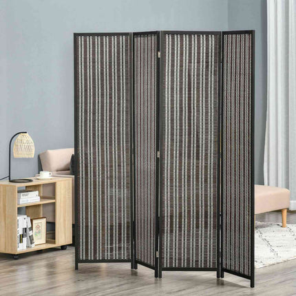 4-delig 180 x 180 cm ruimteverdeler van bamboe opvouwbaar privacyscherm scheidingswand voor woonkamer bruin Aosoom
