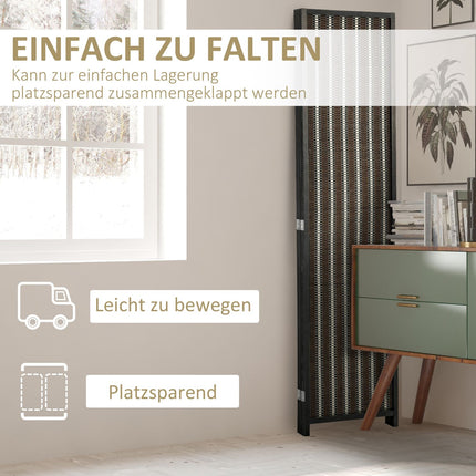4-delig 180 x 180 cm ruimteverdeler van bamboe opvouwbaar privacyscherm scheidingswand voor woonkamer bruin Aosoom