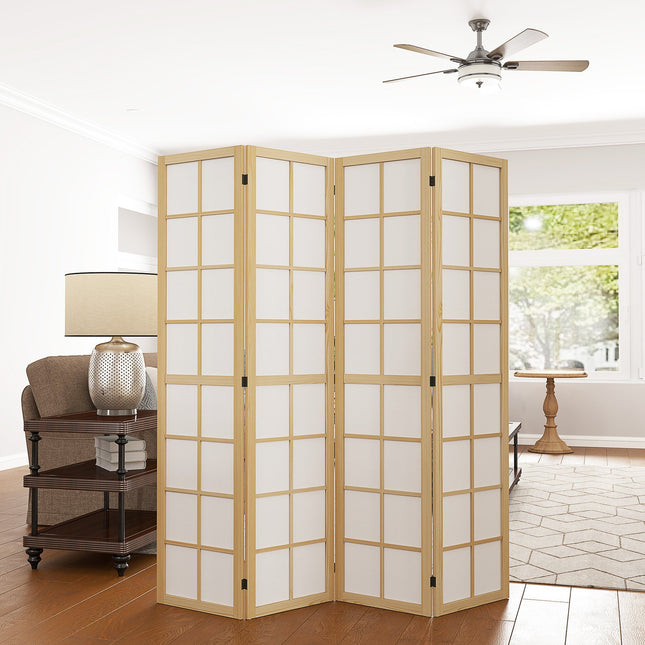 Foldable Room Divider Privacy Screen, Natural - 160x170 cm